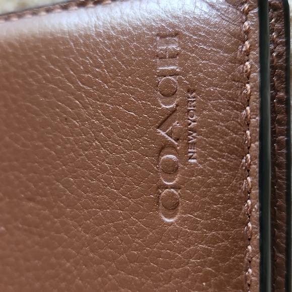 NWT Coach Men's Compact ID Dark Saddle Calf Leather 3-in-1 Wallet 🤎 - Picture 2 of 15